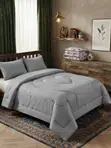 Grey Heart-Stitched Comforter Set - 1