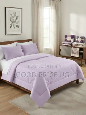 Lavender Comforter Set with Heart Quilting