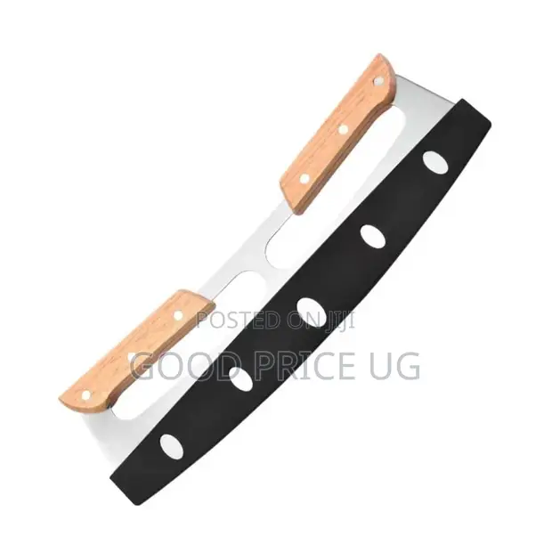 Stainless Steel Rocker Pizza Cutter with Wooden Grips - 1