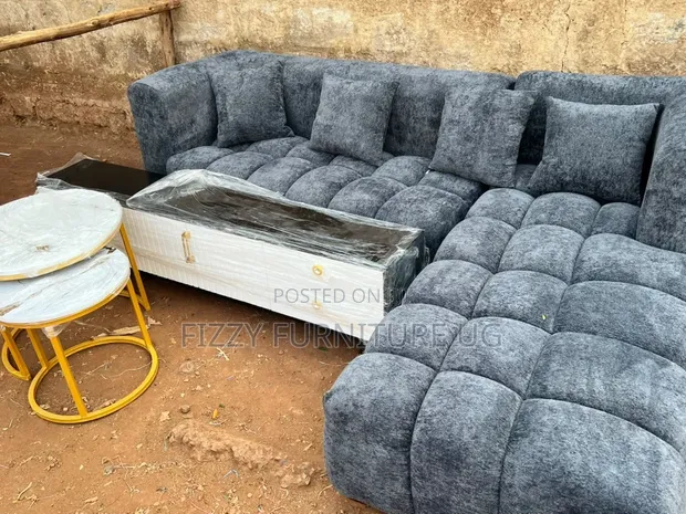 Brand New L-Shaped Sofa in Gray - 1