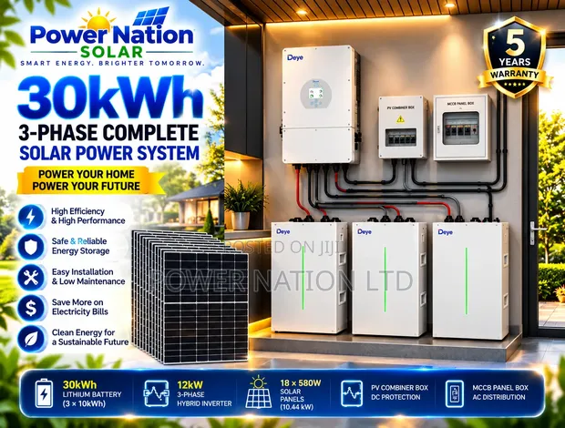 30kWh Deye Hybrid Lithium Solar System Full Kit - 1