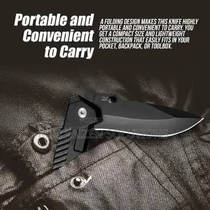 Folding Pocket Camp Knife with Flipper Open