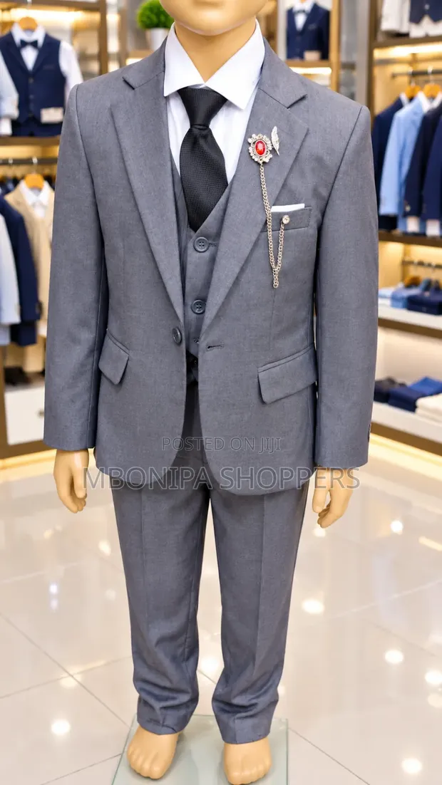 Boys' 3-Piece Grey Formal Suit - Jacket, Waistcoat & Trousers - 1