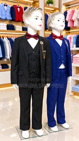 Boys' Elegant Formal Suit - Black & Royal Blue