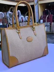 Herringbone Patterned Structured Tote Handbag - 3