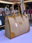 Herringbone Patterned Structured Tote Handbag - 5