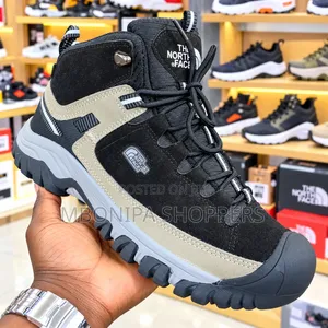 Men's Black & Khaki High-Top Outdoor Hiking Boots