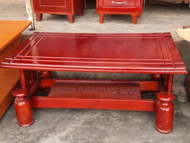 Hardwood Centre Table with 2 Stools - 1
