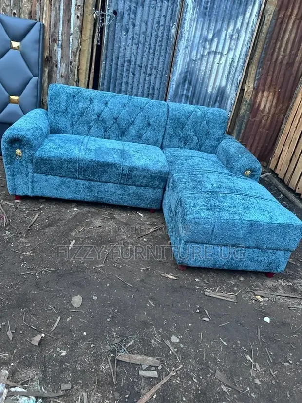 6 Seater L-Shaped Sofa - Brand New, Blue - 1