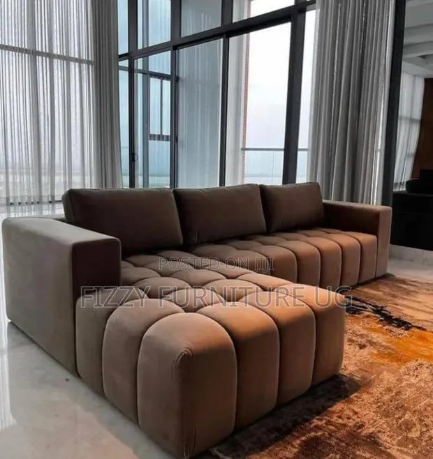 Brand New Bubble L-Shaped Sofa Set - Brown - 1