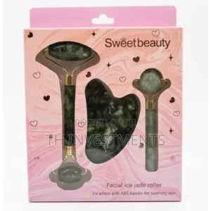 Facial Jade Roller & Gua Sha Set (Green, 3pcs)
