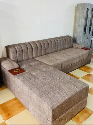 L Shaped Sofa Set in Brown