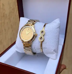 Ladies Watch Set with Rhinestone Bracelet