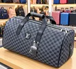 Stylish Grey Checkerboard Travel Duffel Bag - 1