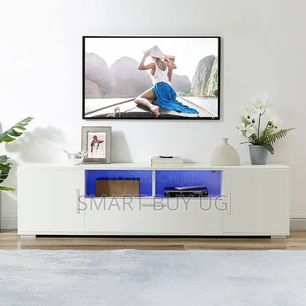 TV Stand with Drawers and LED Lights - 1