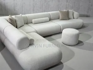 White L-Shape Sofa Set - 5 Seaters