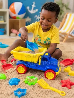 Blue and Yellow Beach Sand Dump Truck Set