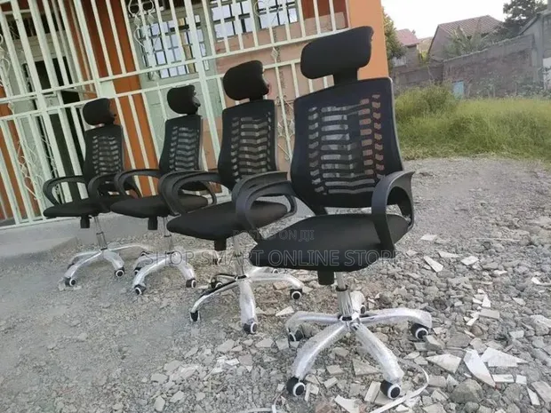 High Back Office Chair with Headrest - Black - 1
