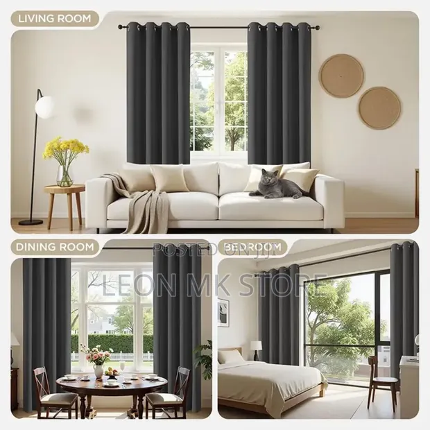 Luxury Black Eyelet Curtains - 1