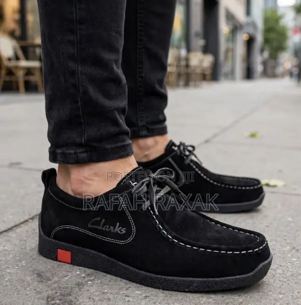 Men's Triple Black Suede Clarks Wallabees Boat Shoes - 1