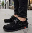 Men's Triple Black Suede Clarks Wallabees Boat Shoes - 2