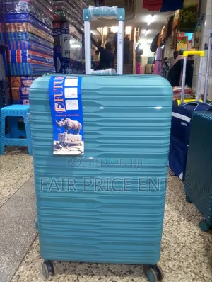 Large Blue Rubber Plastic Suitcase
