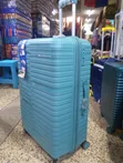 Large Blue Rubber Plastic Suitcase - 2