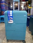 Large Blue Rubber Plastic Suitcase - 3