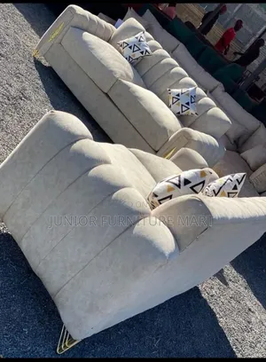 Modern 5-Seater Sofa in Grey Fabric