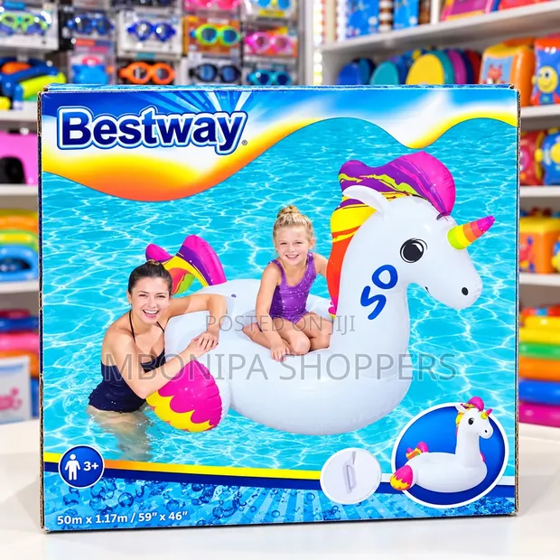Bestway Inflatable Unicorn Pool Float Rainbow Swimming Ring for Kids - 1