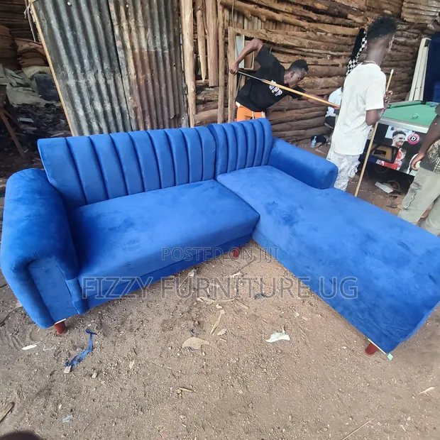 L Shaped Sofa Set in Blue - 1