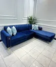 L Shaped Sofa Set in Blue - 2