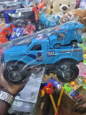 Kids Toy Truck - Blue 4WD Police Monster Truck