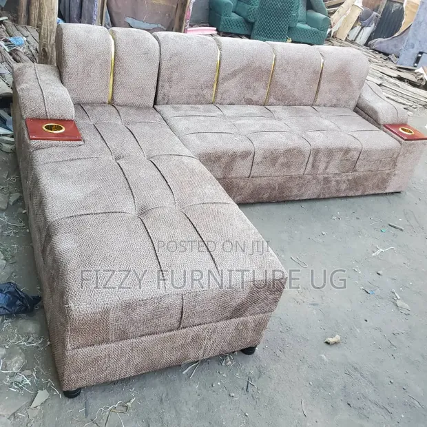 L Shaped Sofa Set - Brown - 1