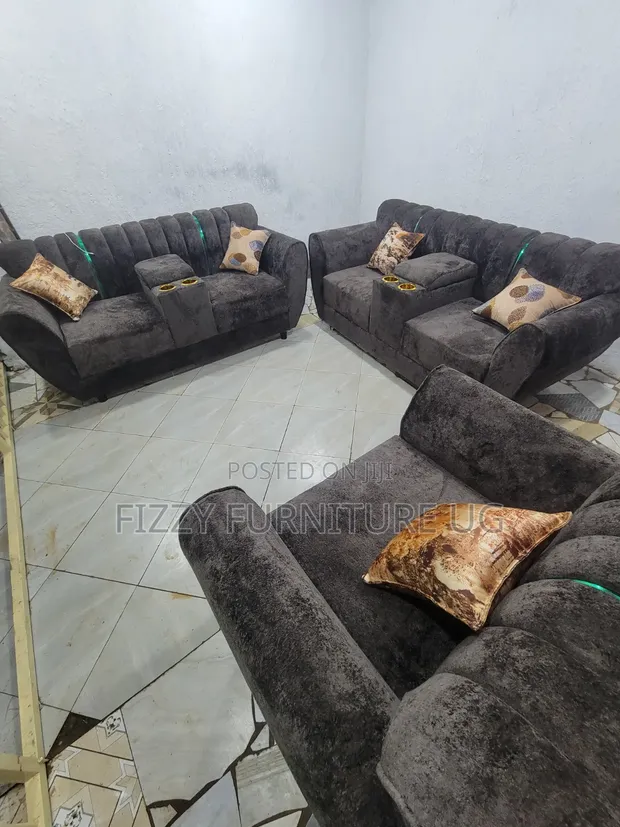 2.2.1 Corner Sofa with Cup Holders - Brown - 1
