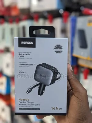 Ugreen 145W Retractable Car Charger with 60W USB-C Cable