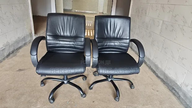 2 Used Leather Executive Low Back Chairs - 1