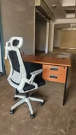 Adjustable Black & White Office Chair and Table - 2