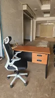 Adjustable Black & White Office Chair and Table - 3