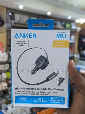 Anker Nano 75W Car Charger 2-in-1 with Retractable USB-C