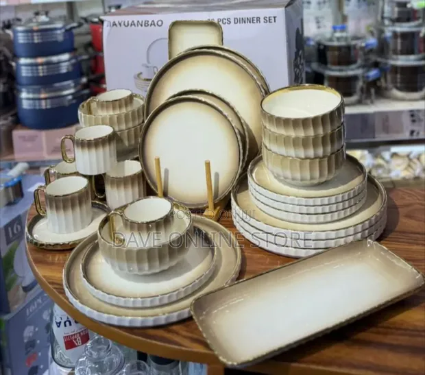 32pc Brown Camouflage Dinner Set - 1