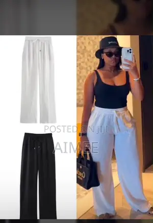 Women's White Cotton Trousers