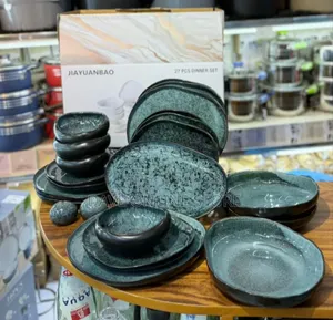 Aesthetic Irregular Ocean Teal 27pc Dinner Set