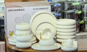 27pc Stripped Pure White Dinner Set