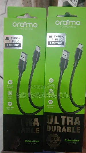 Oraimo USB-A to Type-C Fast Charging Cable (1m, Black)