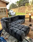 L-Shaped Sofa - 4 Seater, Black - 1