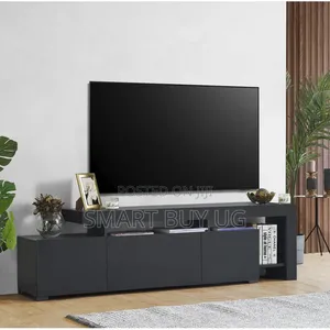 1.8m Black Wooden TV Stand with Drawers & Shelves