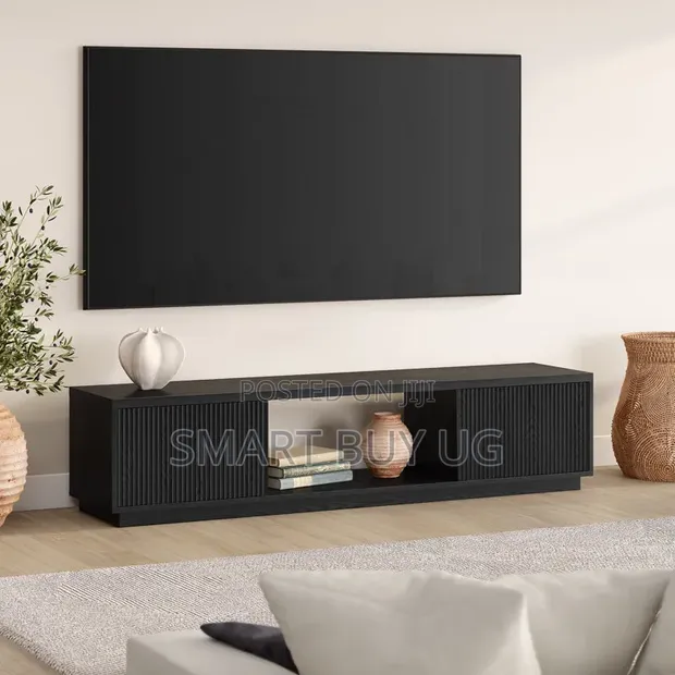 Bianca Wall TV Stand | 6ft Black TV Stand with Drawers - 1