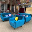 6 Seater Blue Butterfly Sofa Set - 2
