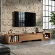 2m Wooden TV Stand with Drawers - Brown - 2